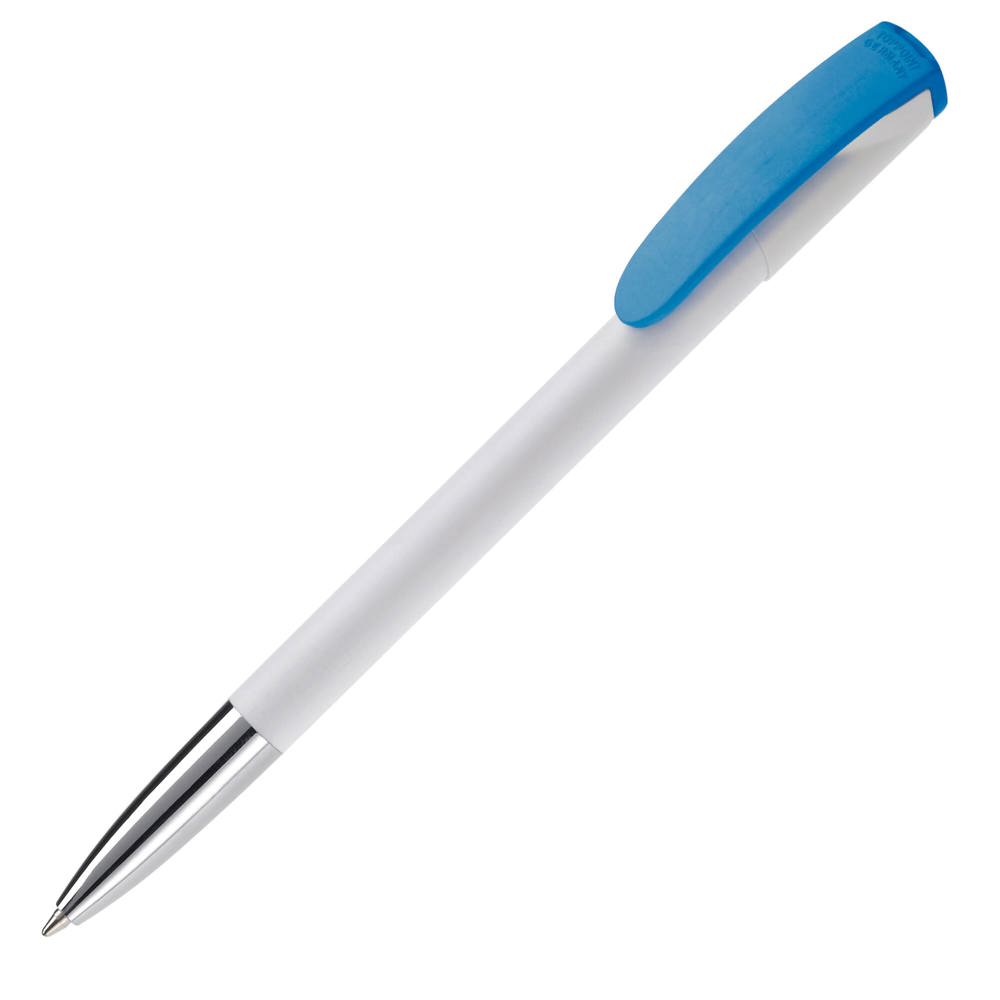 Balpen Deniro metalen tip hardcolour - Wit / Lichtblauw