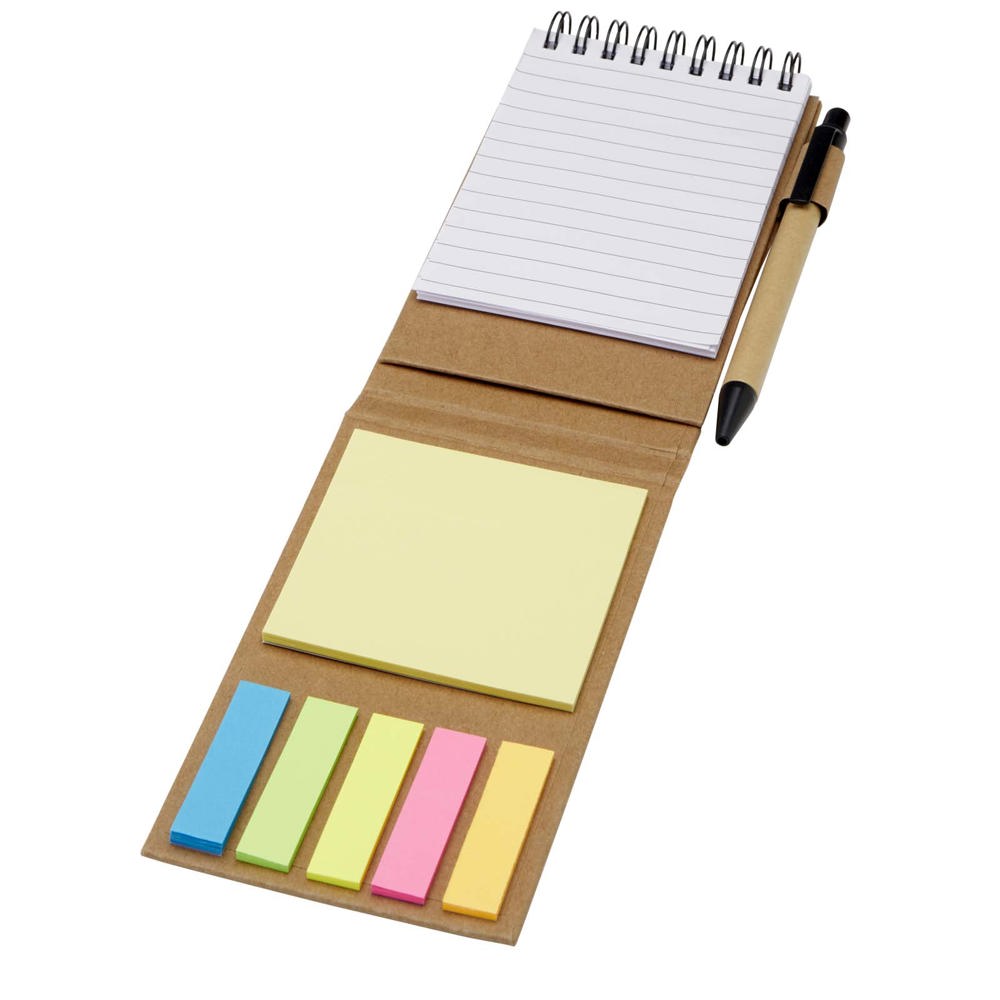 Flipper blok met sticky notes met balpen (zwarte inkt)