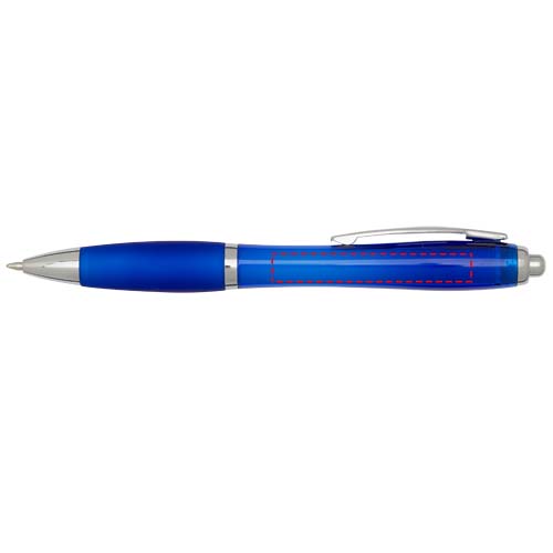 Nash balpen van RCS gerecycled plastic met gekleurde behuizing en grip (blauwe inkt)