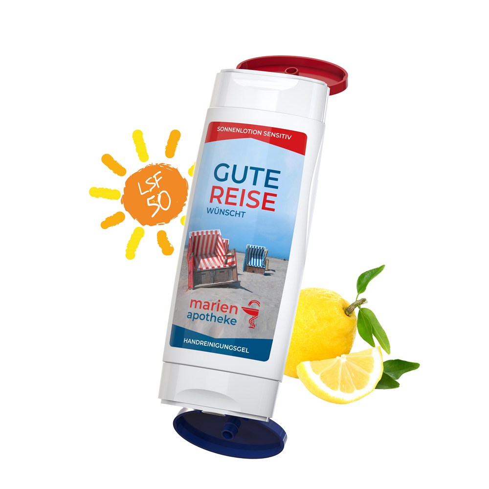 DuoPack: Zonnemelk Gevoelige Huid SPF 50 + handreinigingsgel (2x50 ml)