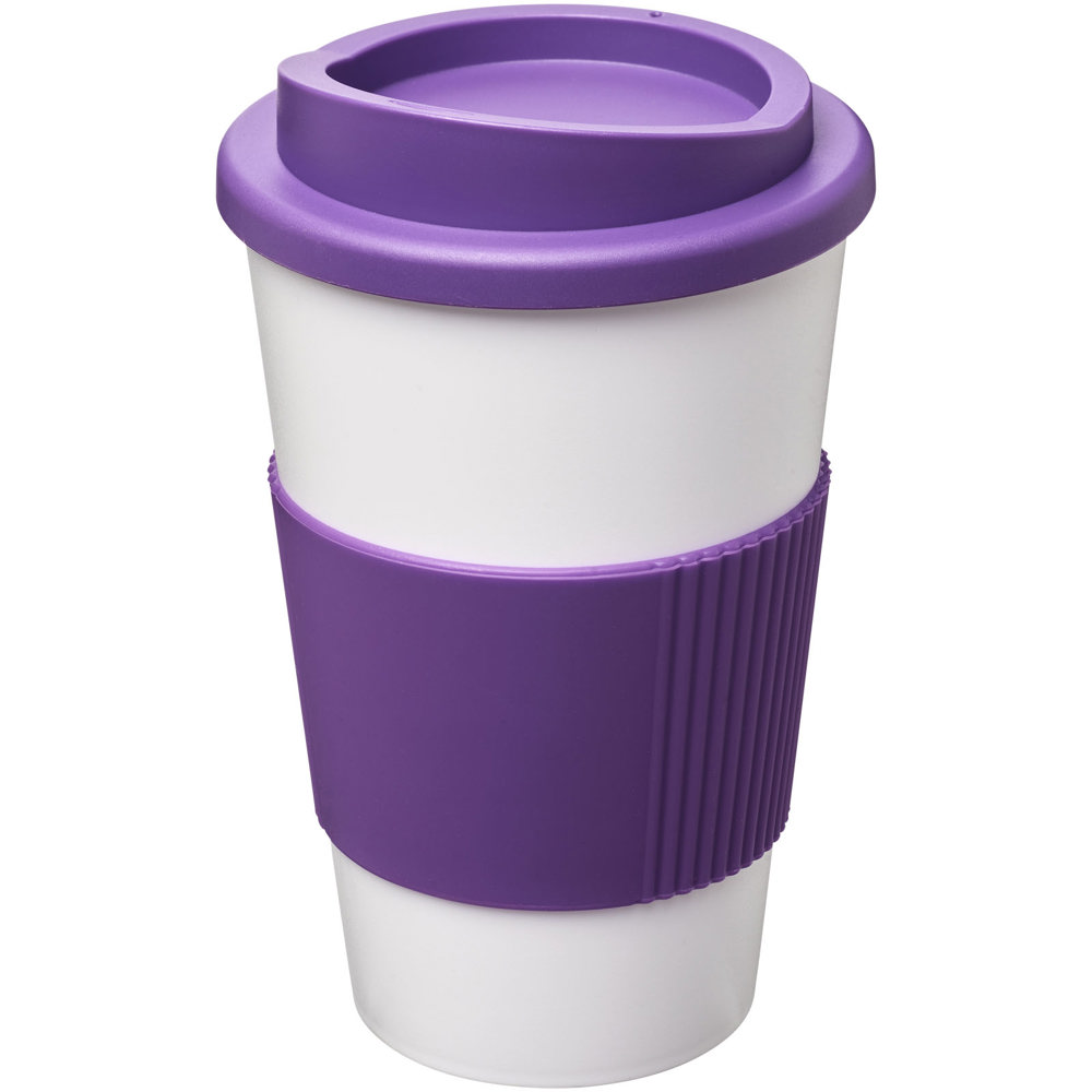 Americano® 350 ml geïsoleerde beker met grip - Wit, Paars