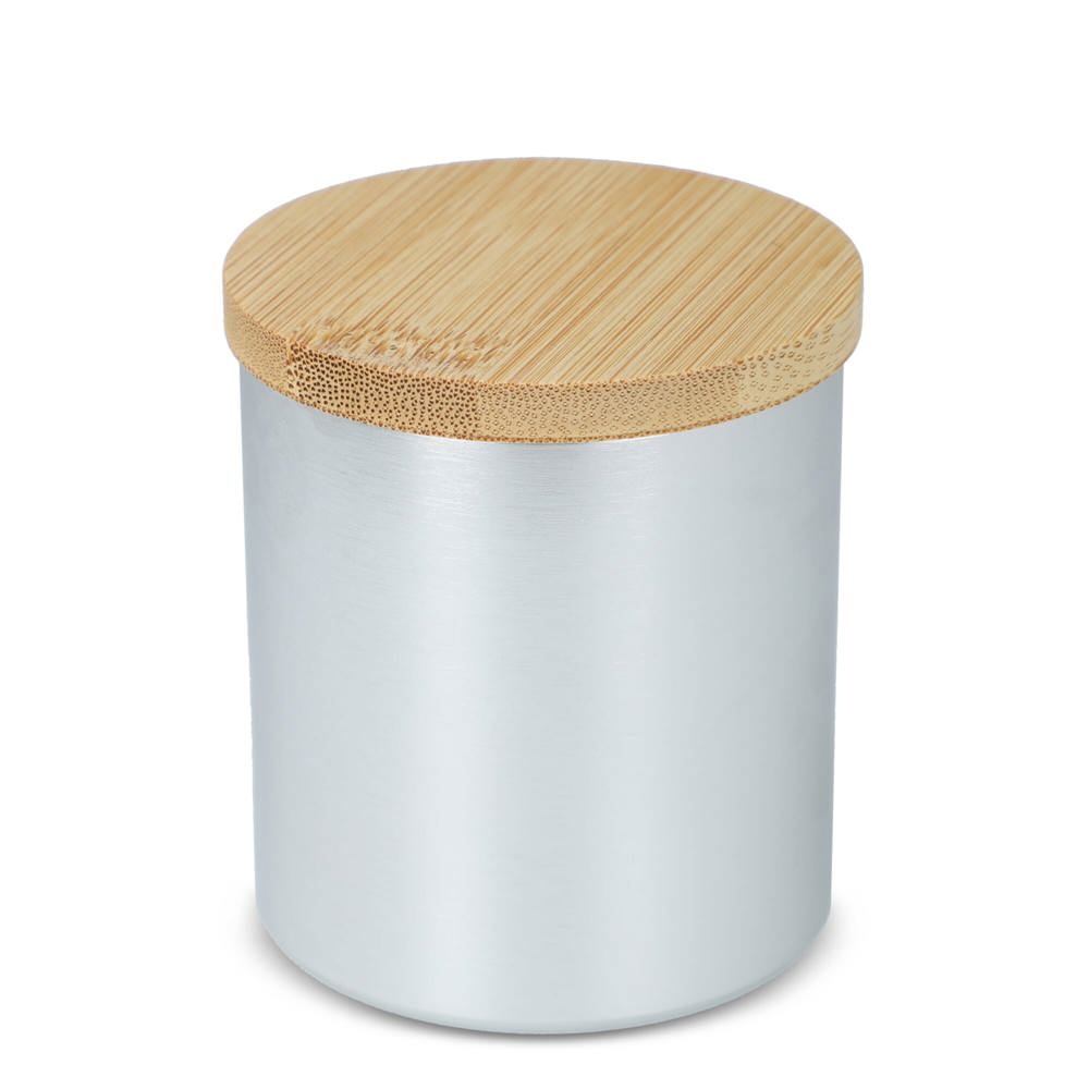 Bhakti plantaardige geurkaars in gerecycled aluminium potje - Zilver