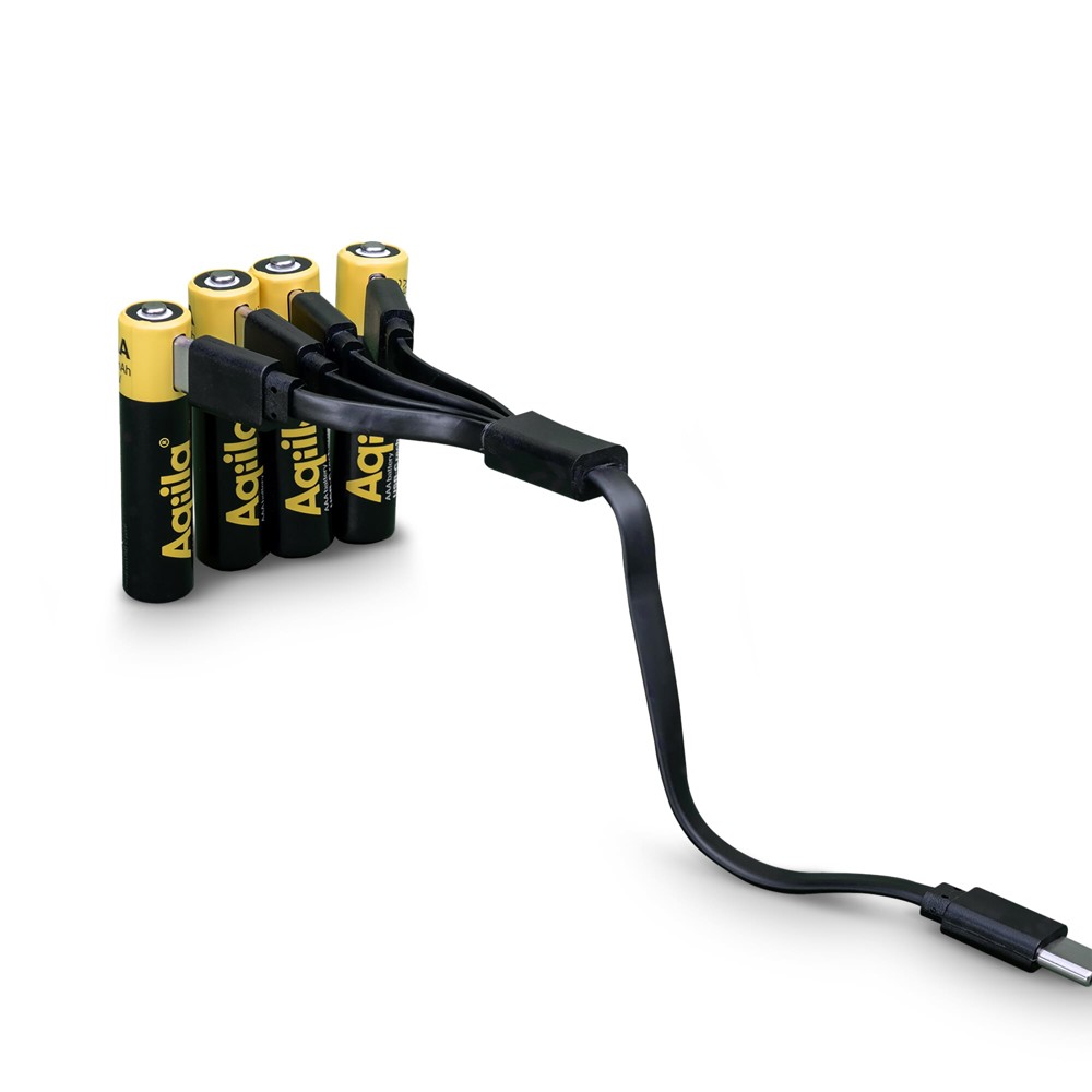 Aqiila Oplaadbare USB-C Batterijen AA 600mAh 4-pack