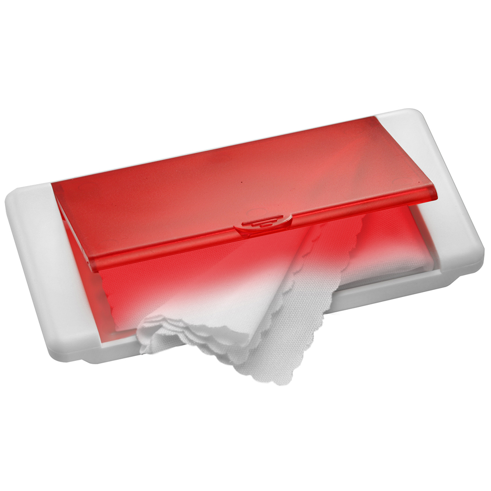 Microfiber doekje "Box" - wit/rood-transparant