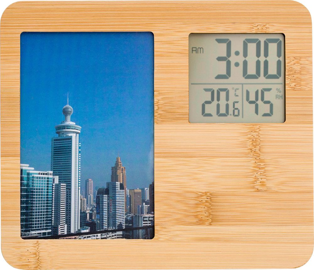 Weerstation Colton | Bamboe | Fotolijst - bruin