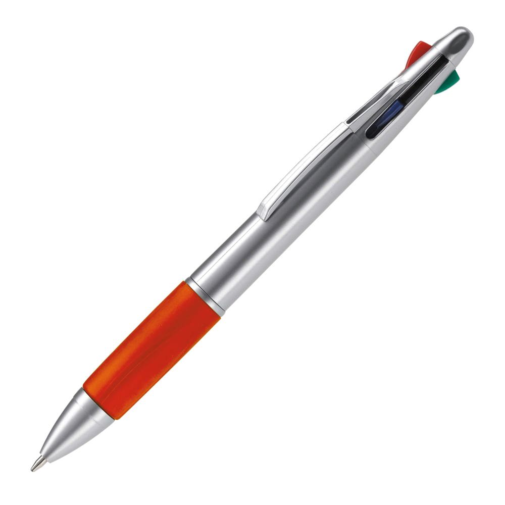 Balpen 4 kleuren hardcolour - Zilver / Rood