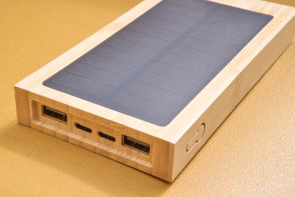 Powerbank Elz | Bamboe | Solar | 10.000 mAh