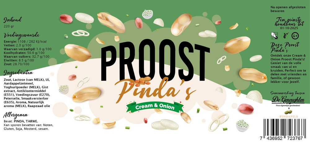 Proost Pinda's! Cream & Onion 220gr
