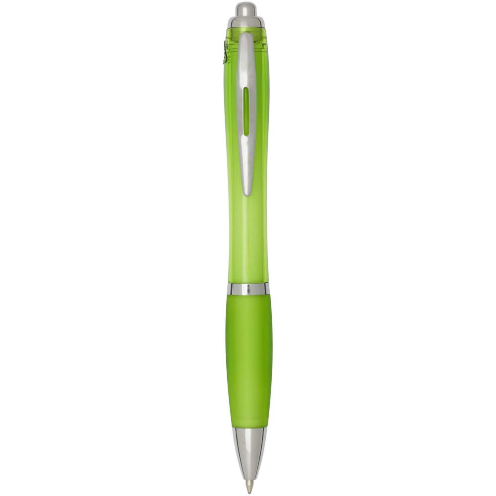 Nash balpen van RCS gerecycled plastic met gekleurde behuizing en grip (blauwe inkt) - Lime