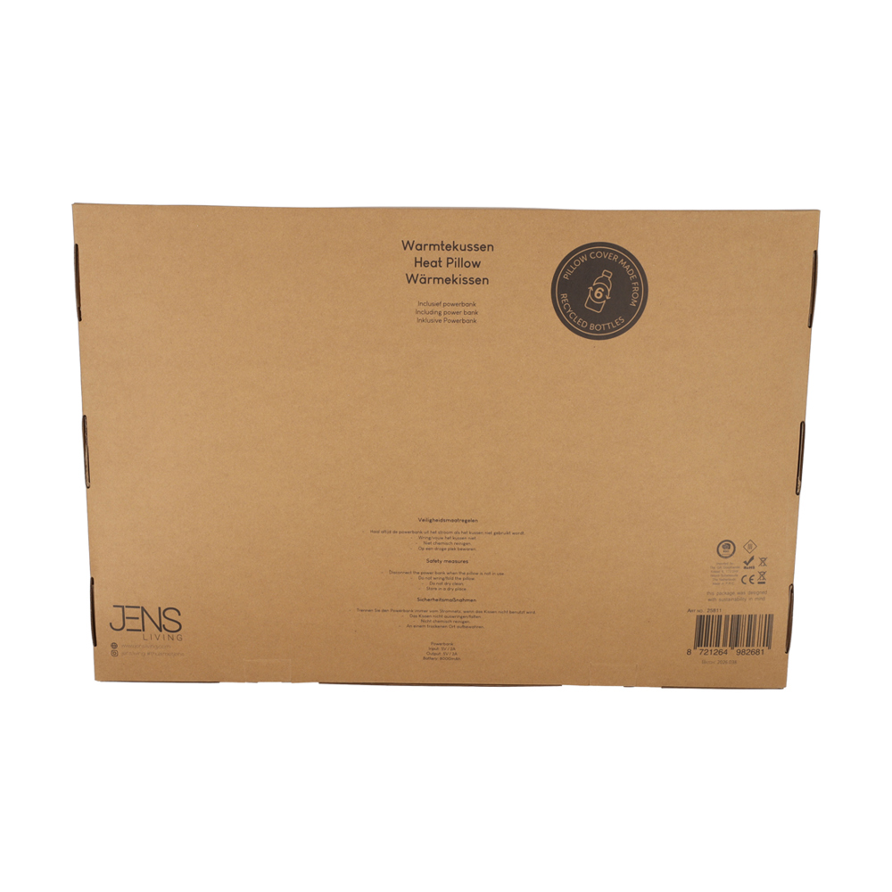JENS Living Warmtekussen RPET 60x40 Ribbel Zwart