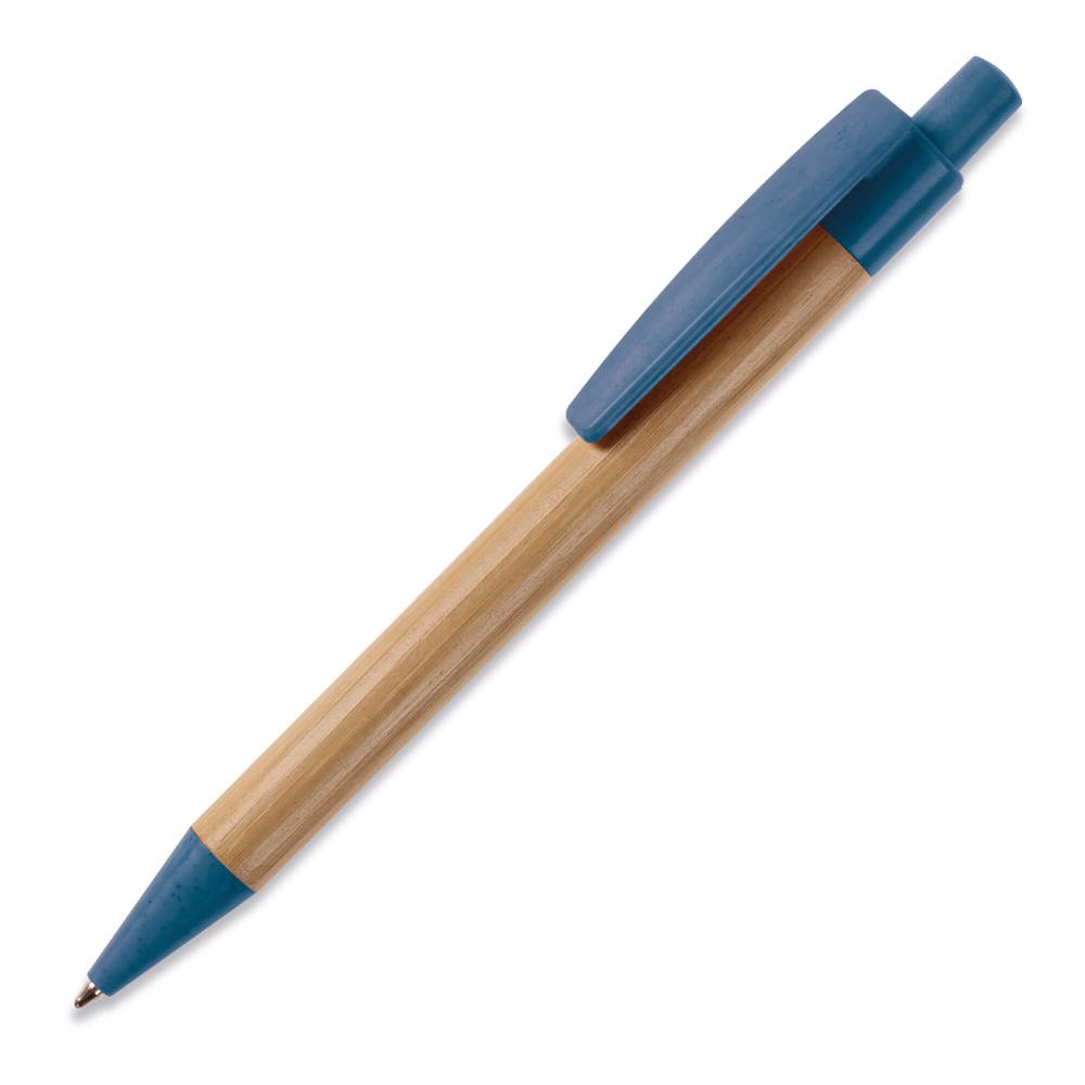 Ball pen bamboe met tarwestro - Blauw