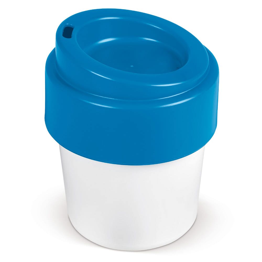 Koffiebeker Hot-but-cool met deksel 240ml - Wit / Blauw