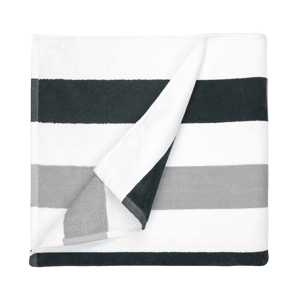 Beach Towel Stripe - Antraciet/lichtgrijs