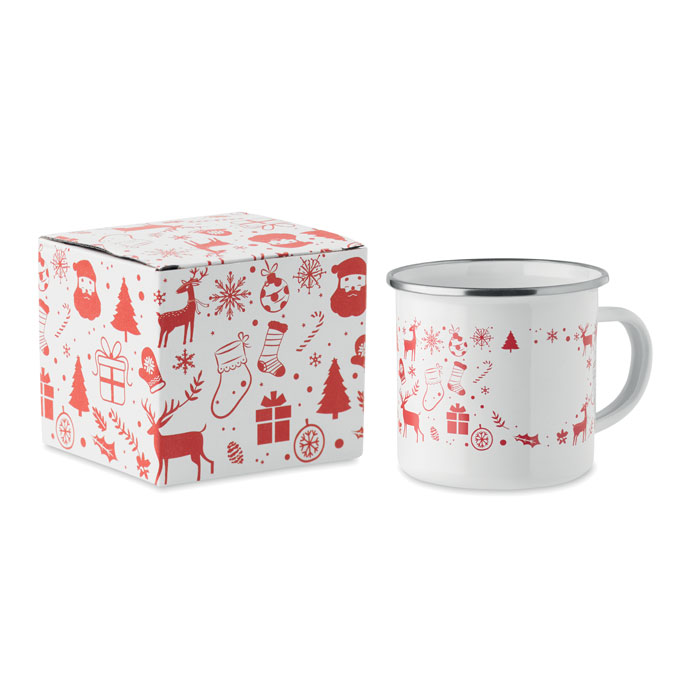 SEASOMEL - Kerst emaille mok 300ml - Wit