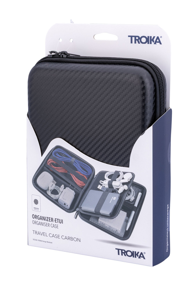 TROIKA Organizer-etu TRAVEL CASE CARBON