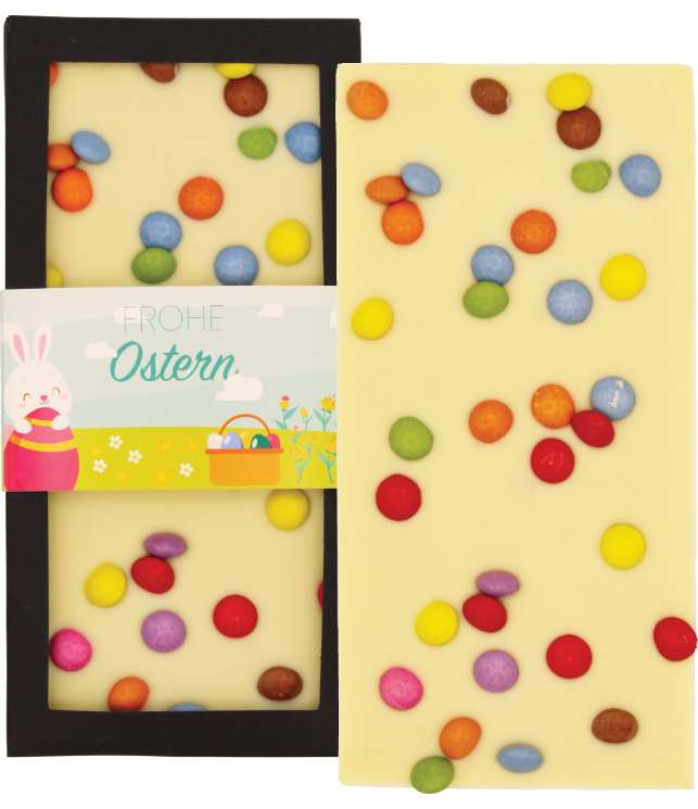 Chocoladereep wit met chocolade linzen