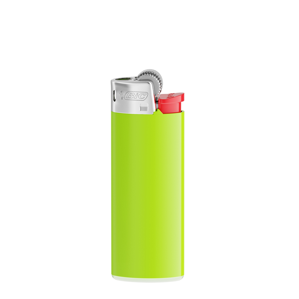 BIC® J25 Standaard aansteker - Appel groene houder / witte basis / rood drukknopje / chroomkap