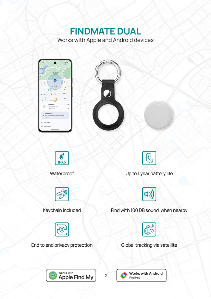 Findmate Dual RCS gerecycled plastic item finder IPX5