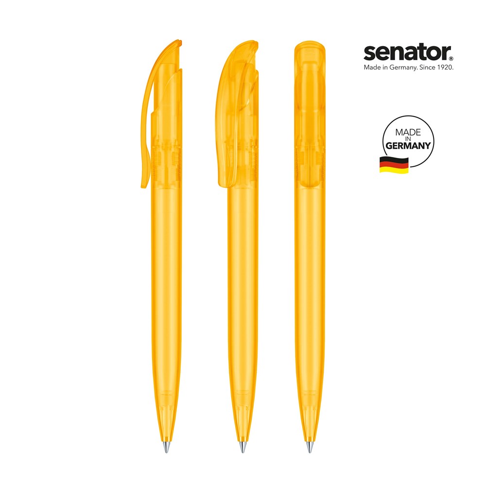 senator® Challenger Frosted  retractable pen - wit/geel 7408