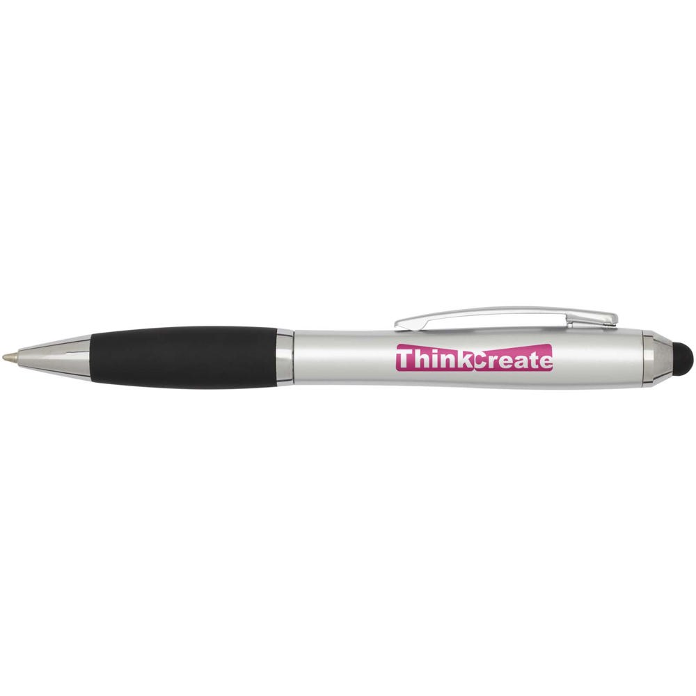 Nash RCS balpen met stylus van gerecycled plastic met gekleurde behuizing en zwarte grip (blauwe inkt)