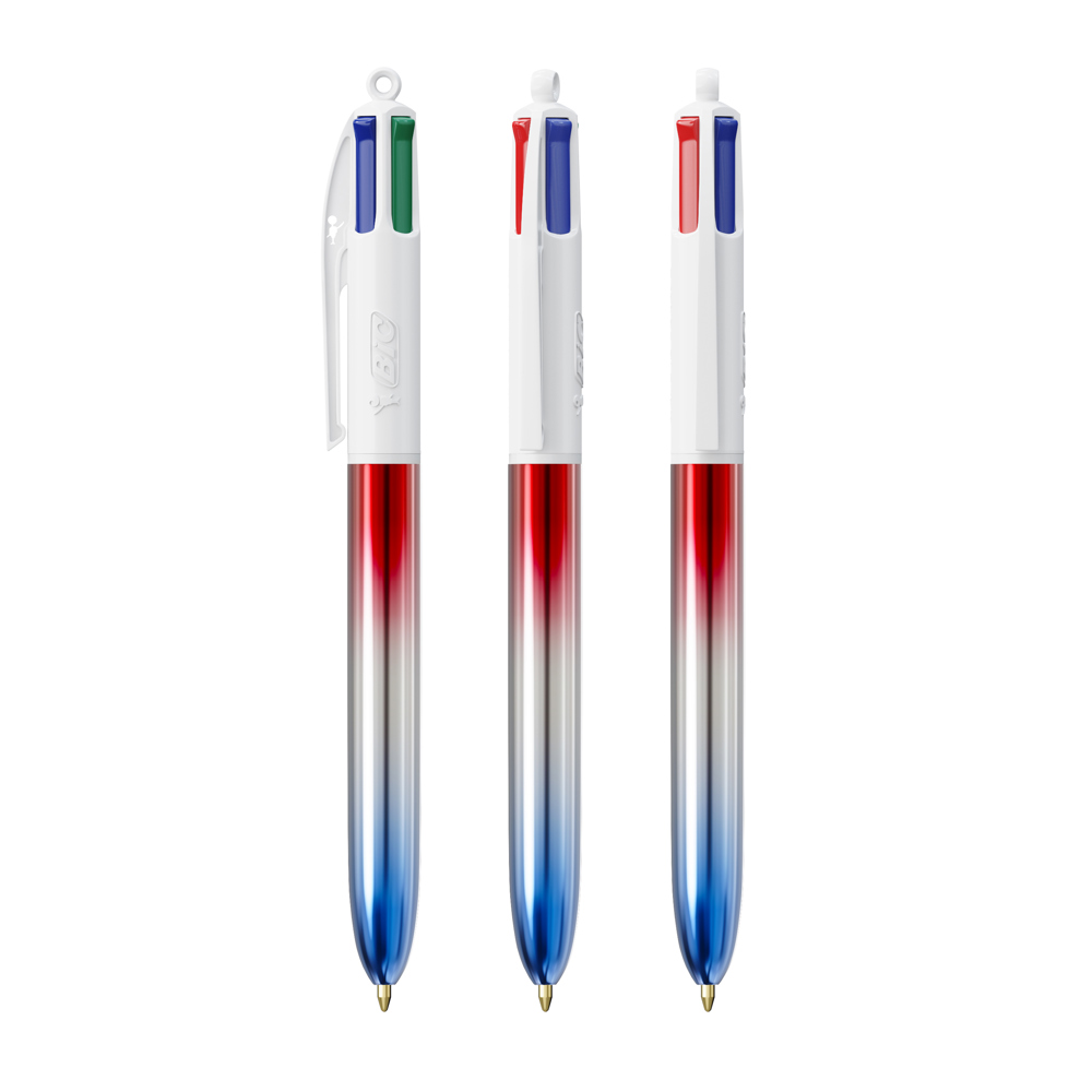 BIC® 4 Colours® Flags Collection - Rood - zilver - blauw
