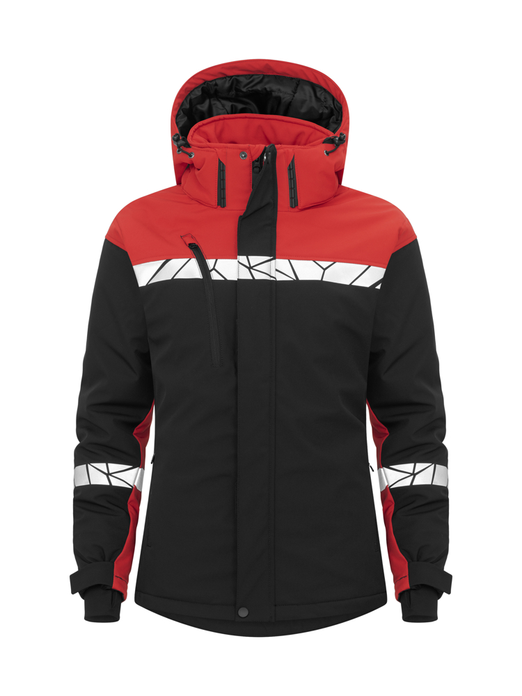 7418 GEVOERDE SOFTSHELL JAS DAMES - zwart/rood
