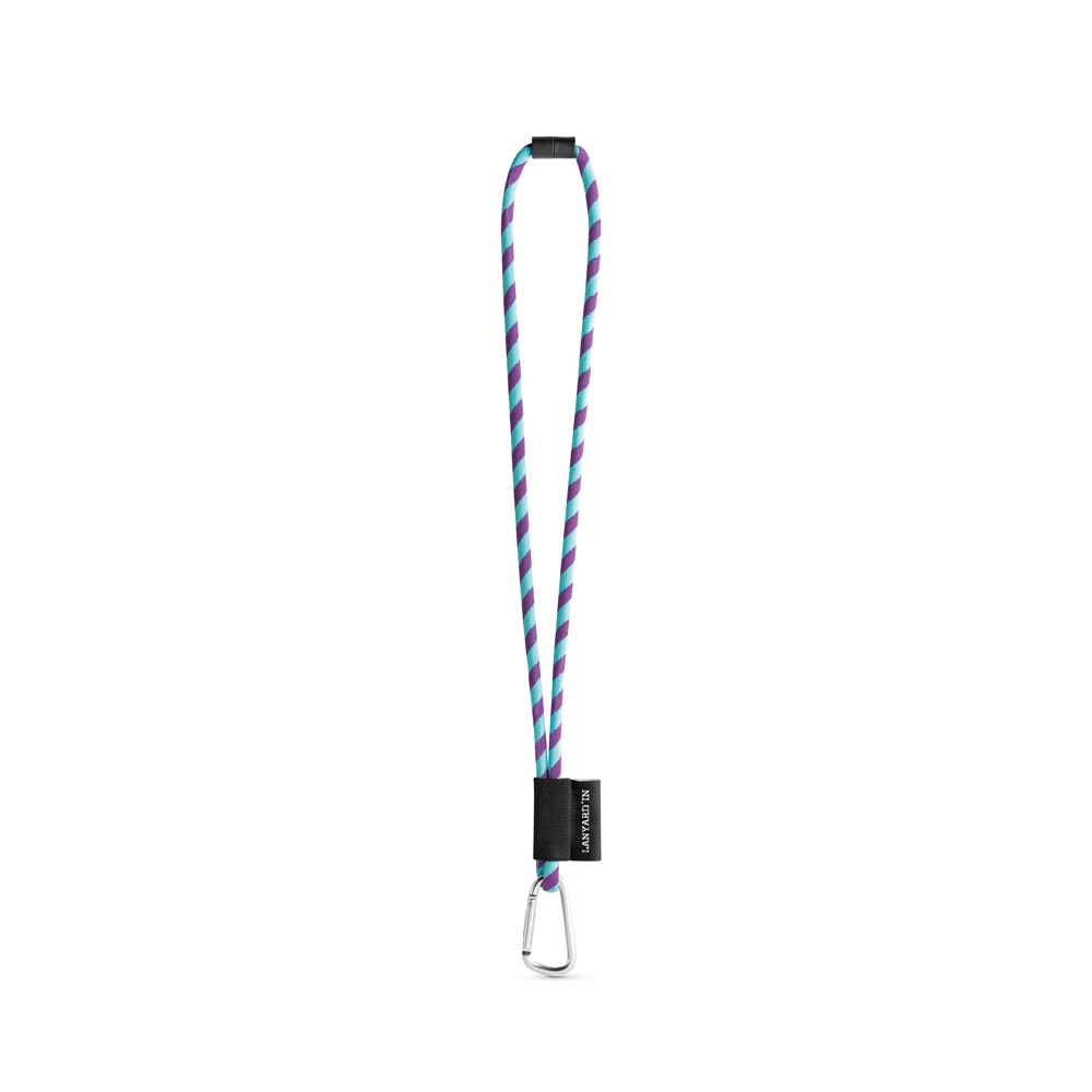 75089. Set lange draagkoordbuis (Ø 7 mm) met 55 mm D-vormige karabijnhaak en Ø 7 mm veiligheidssluiting - Paars, Licht blauw