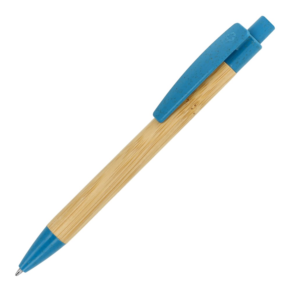 Ball pen bamboe met tarwestro - blauw