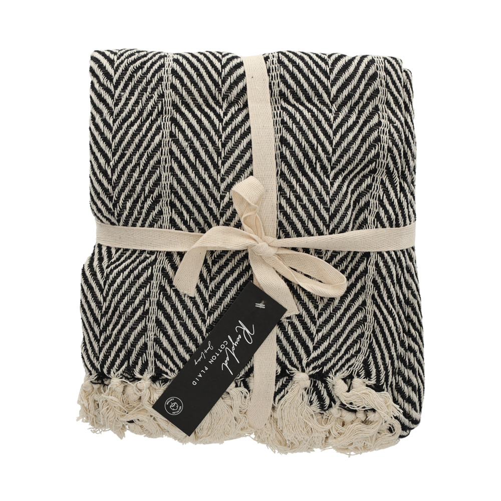 JENS Living Basic Recycled Cotton Plaid - Zwart