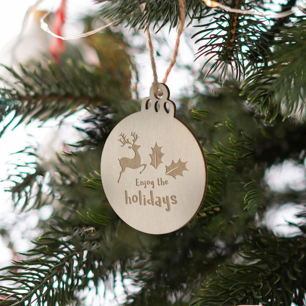 Houten kerstornament kerstbal