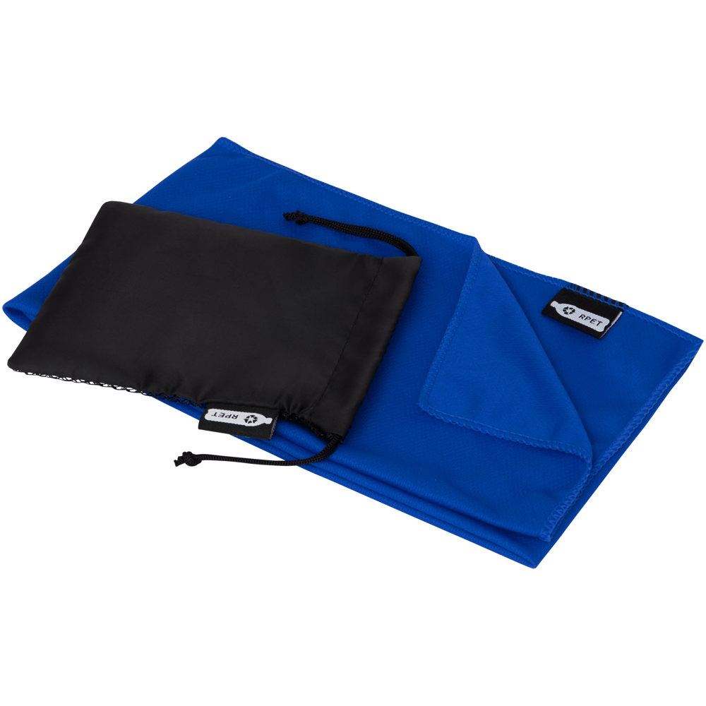 Raquel gerecyclede PET sport koelhanddoek in een pouch 80 x 30 cm - Koningsblauw
