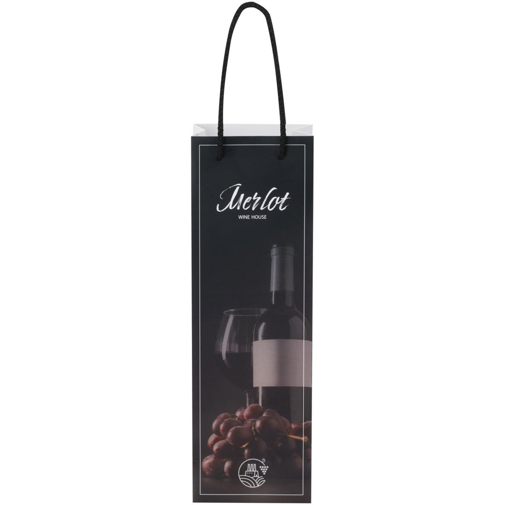 Handgemaakte 170 g/m2 integra papieren wijnflestas met PP woven handgrepen - 12 x 9 x 37 cm