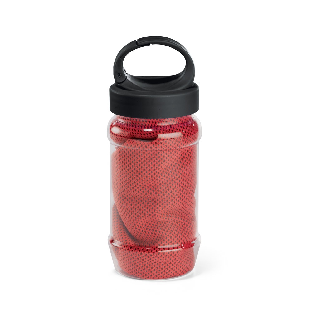 ARTX PLUS. Set met een PP en PET fles en een polyamide en polyester sporthanddoek - Rood
