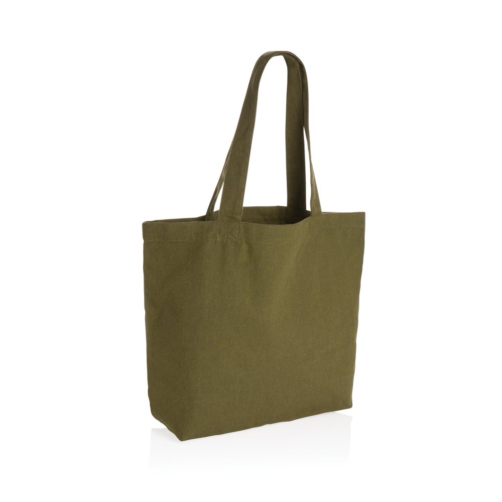 Impact Aware™ re-canvas shopper met vakje 240gsm ongeverfd - groen (± PMS 5625)