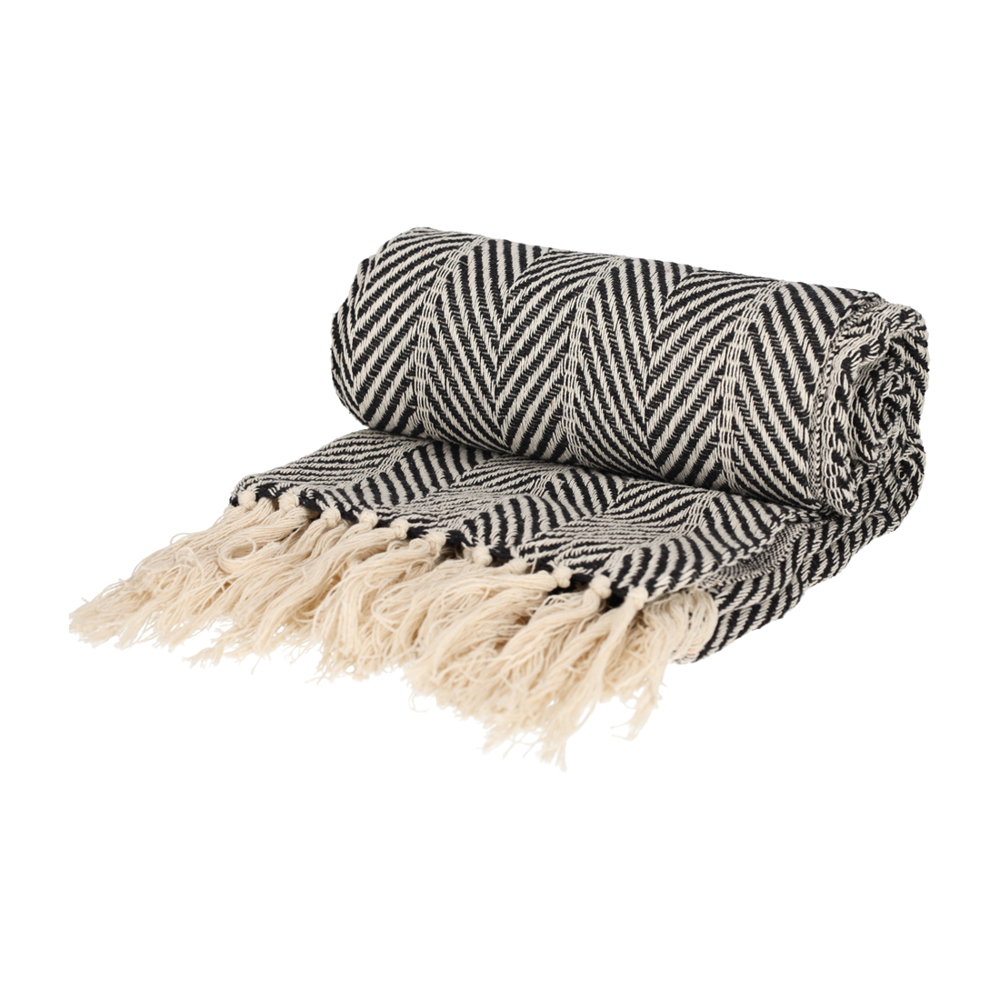 JENS Living Basic Recycled Cotton Plaid Zwart