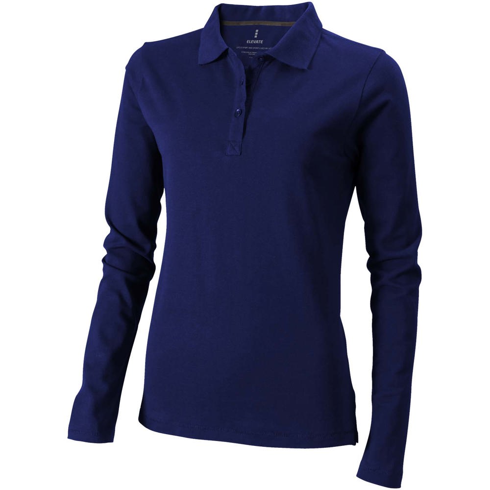 Calgary 180 g/m² damespolo met lange mouwen - Marineblauw
