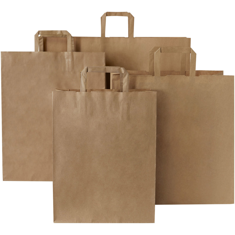 Papieren tas 80-90 g/m2 gemaakt van kraftpapier met platte handgrepen - 32 x 12 x 40 cm