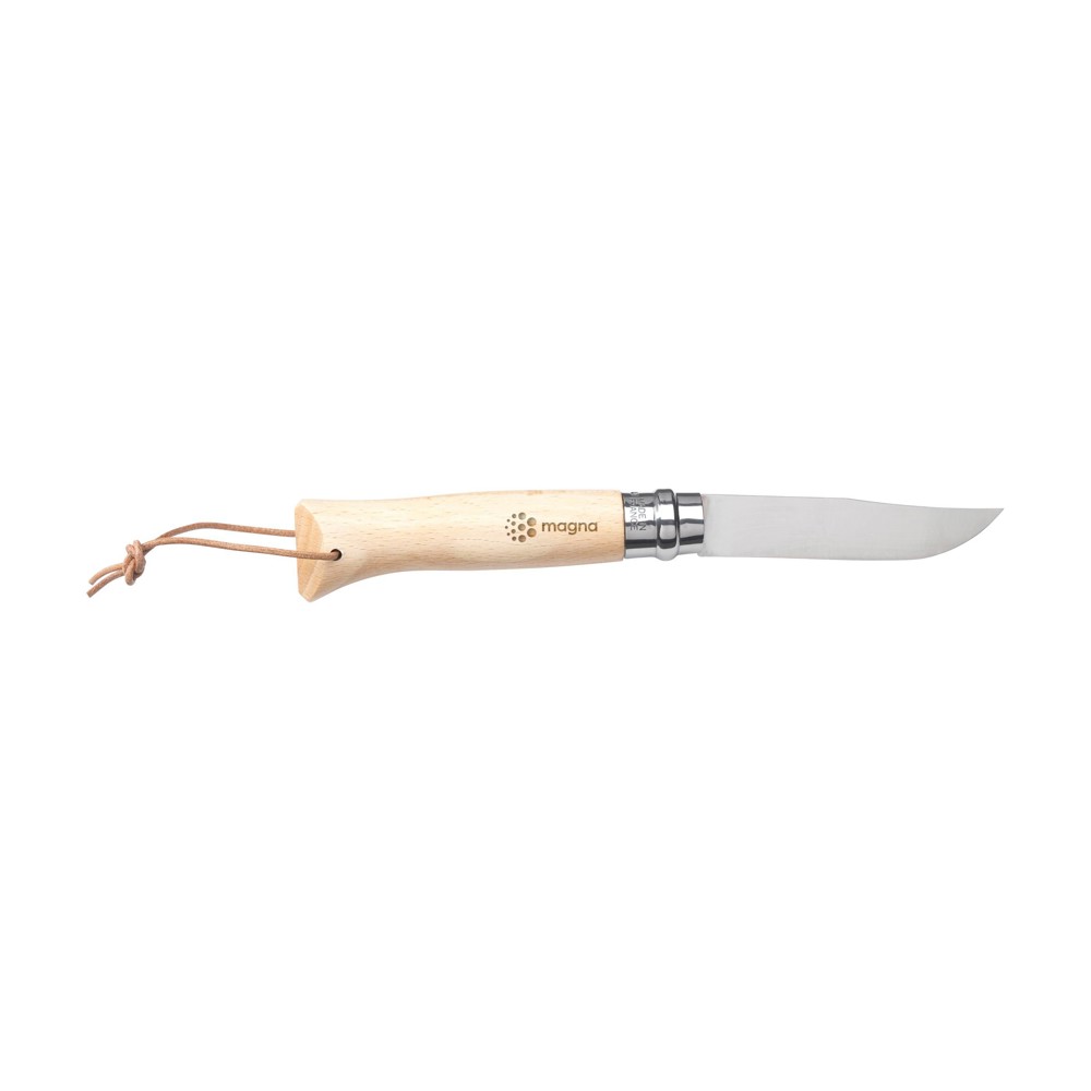 Opinel Inox No 08 Natural zakmes in een riemetui