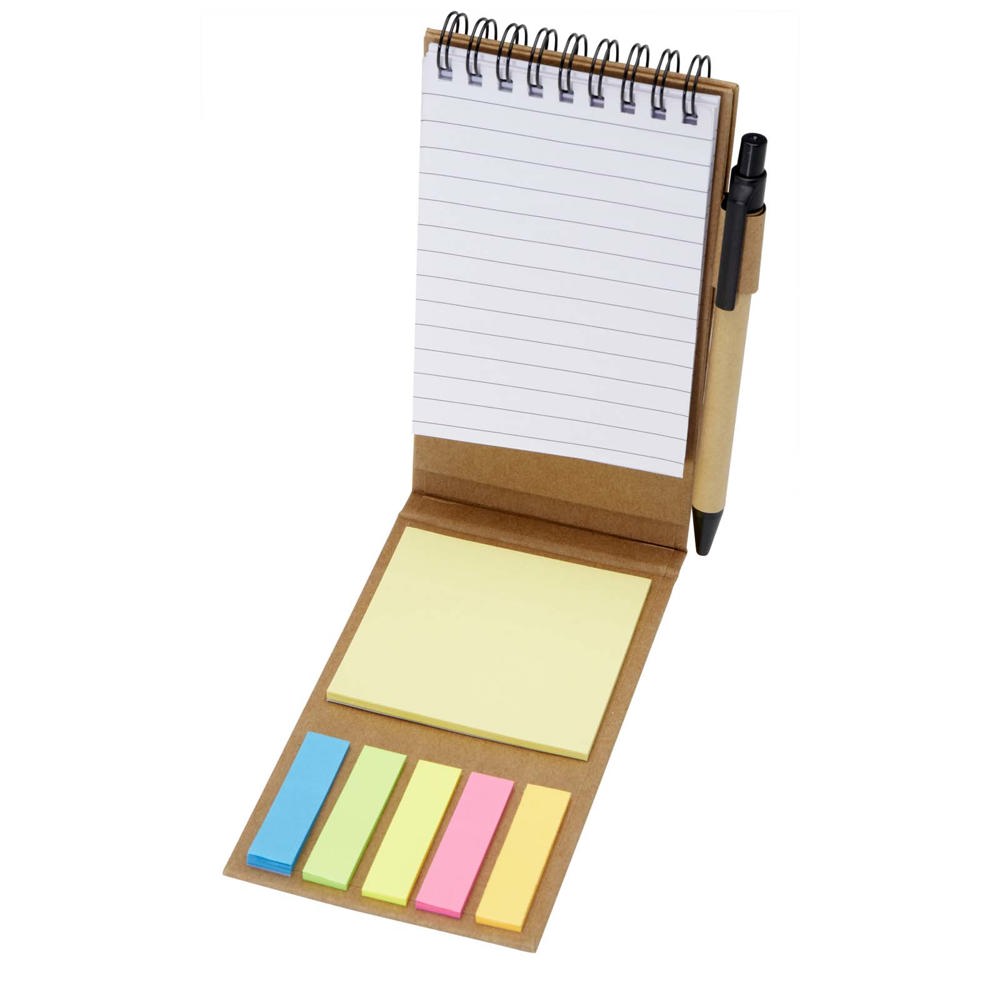 Flipper blok met sticky notes met balpen (zwarte inkt)