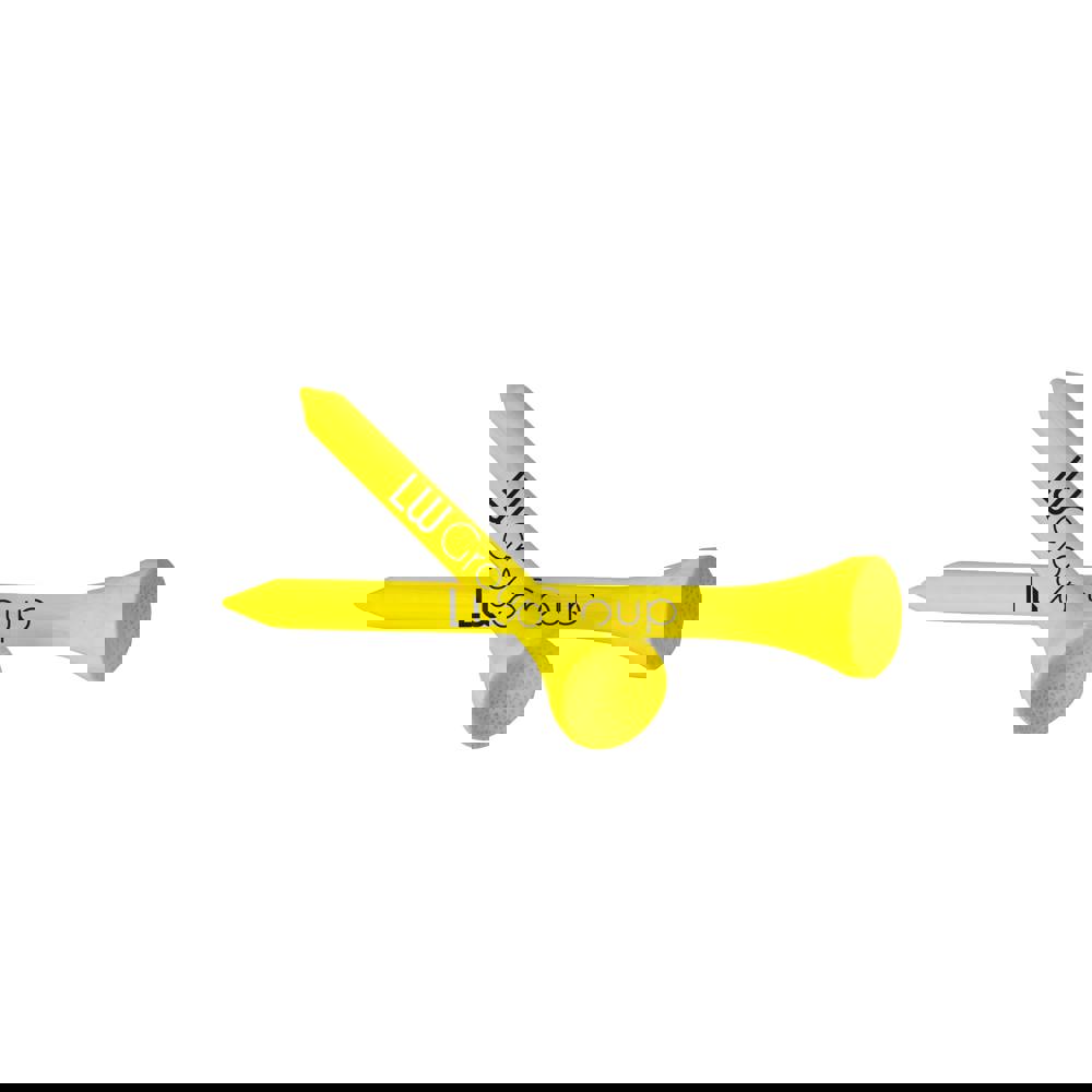 Bamboe houten tee 70 mm - Neon geel