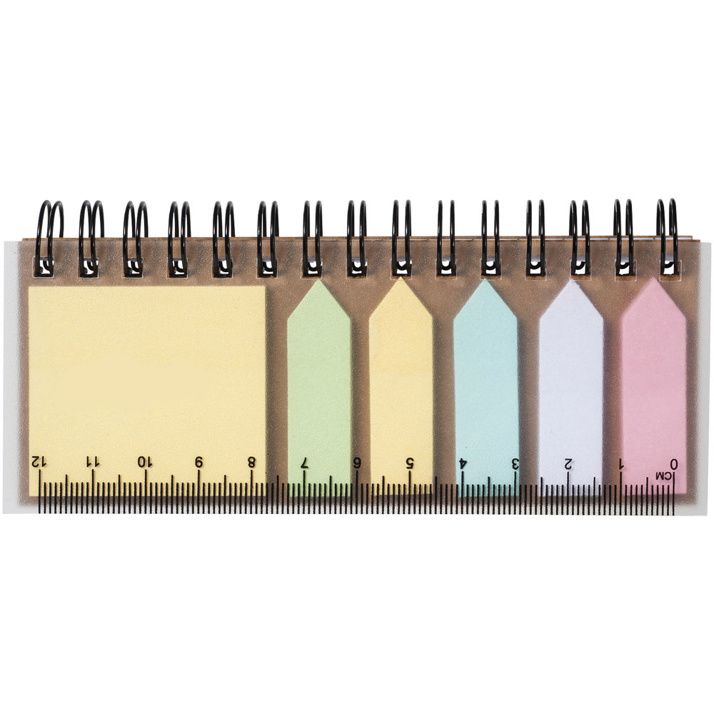Spinner notitieboek met gekleurde sticky notes