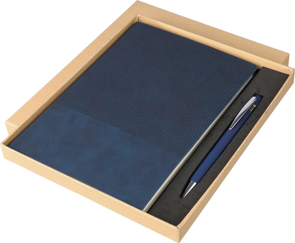 Gerecycled PU-notitieboek (A5) en balpenset Tarek