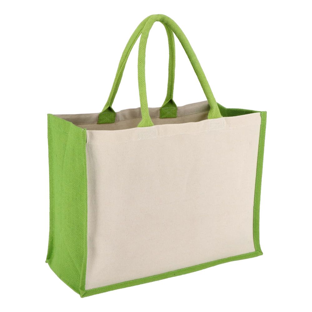 Jute-Katoen Tote OEKO-TEX® 42.5 x 19 x 32cm 320g/m² - Lichtgroen