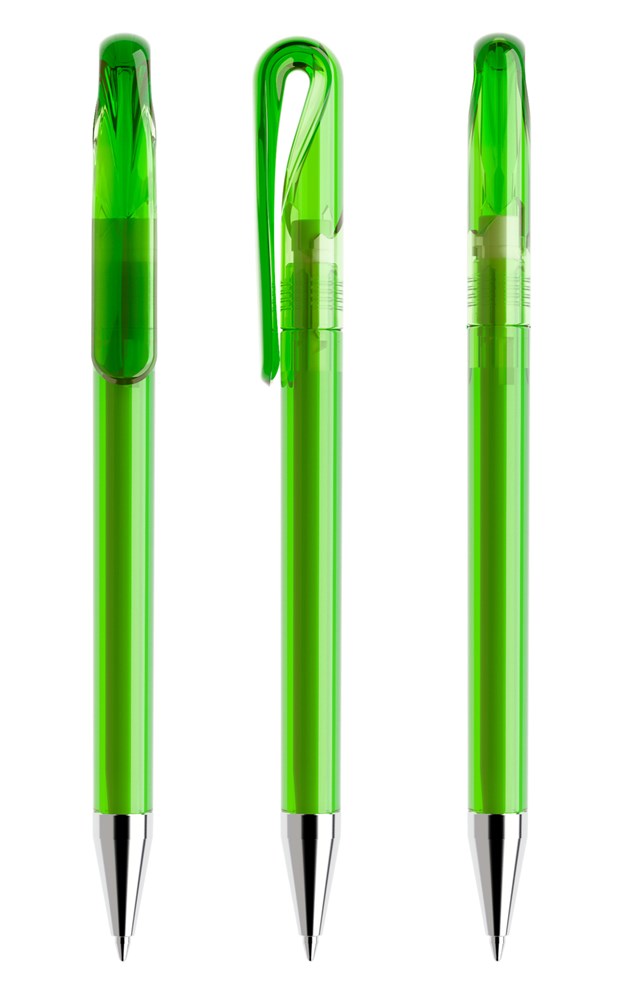 Prodir DS1TTC Transparent with Chrome Metal Nose-Cone - Green transparant
