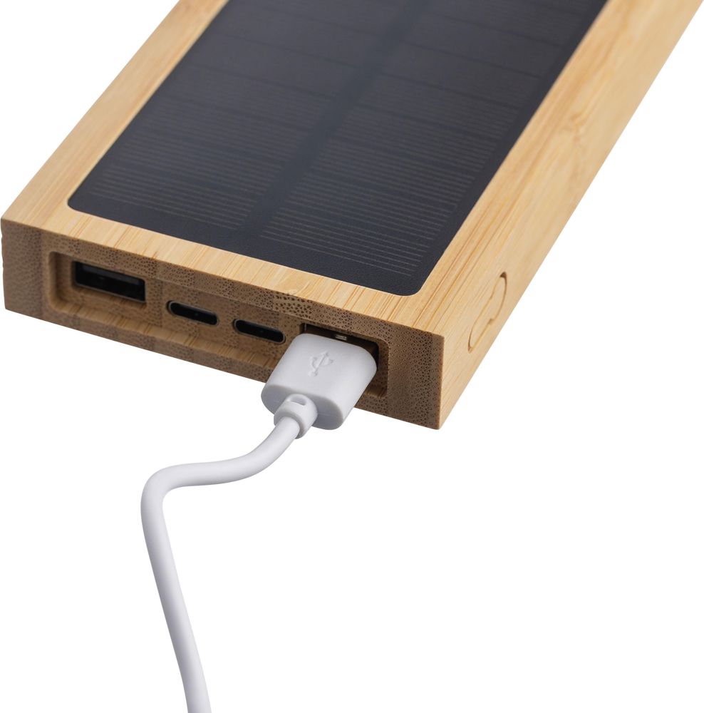 Powerbank Elz | Bamboe | Solar | 10.000 mAh