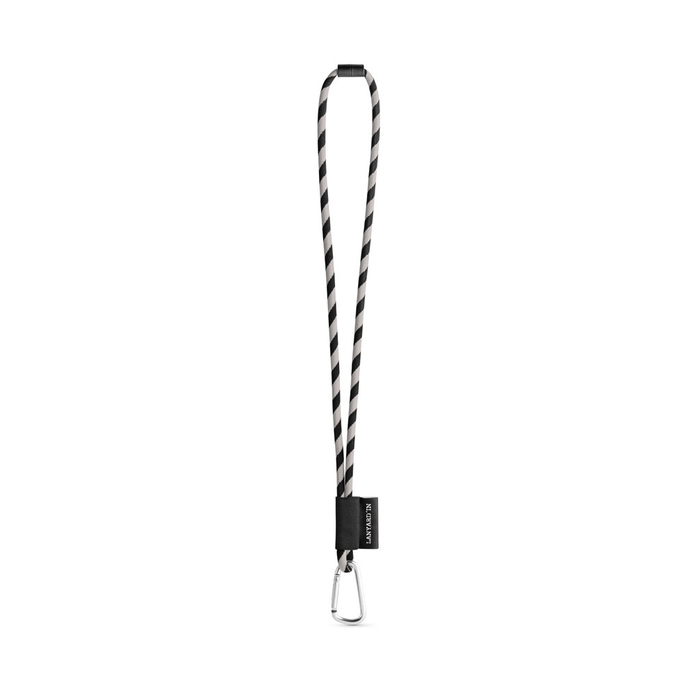 75089. SET Lanyard TUBE Long (Ø 7 mm) met 55 mm D-vormige karabijnhaak en Ø 7 mm veiligheidssluiting - Zwart, Grijs