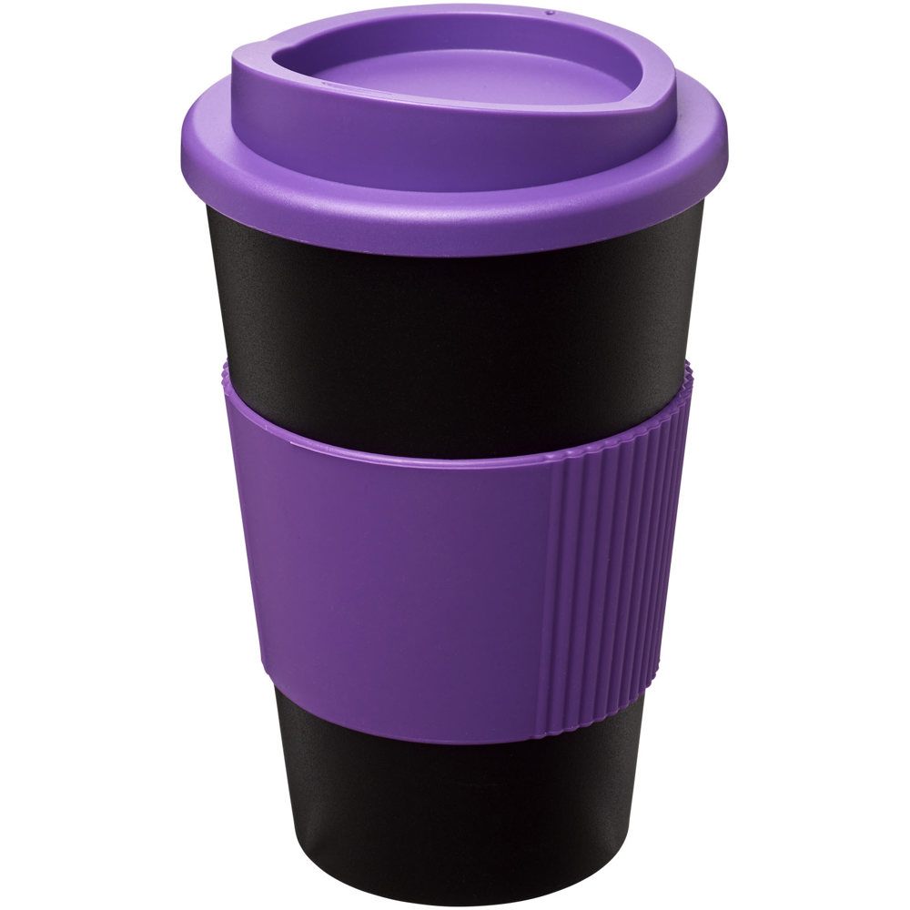 Americano® 350 ml geïsoleerde beker met grip - Zwart, Paars