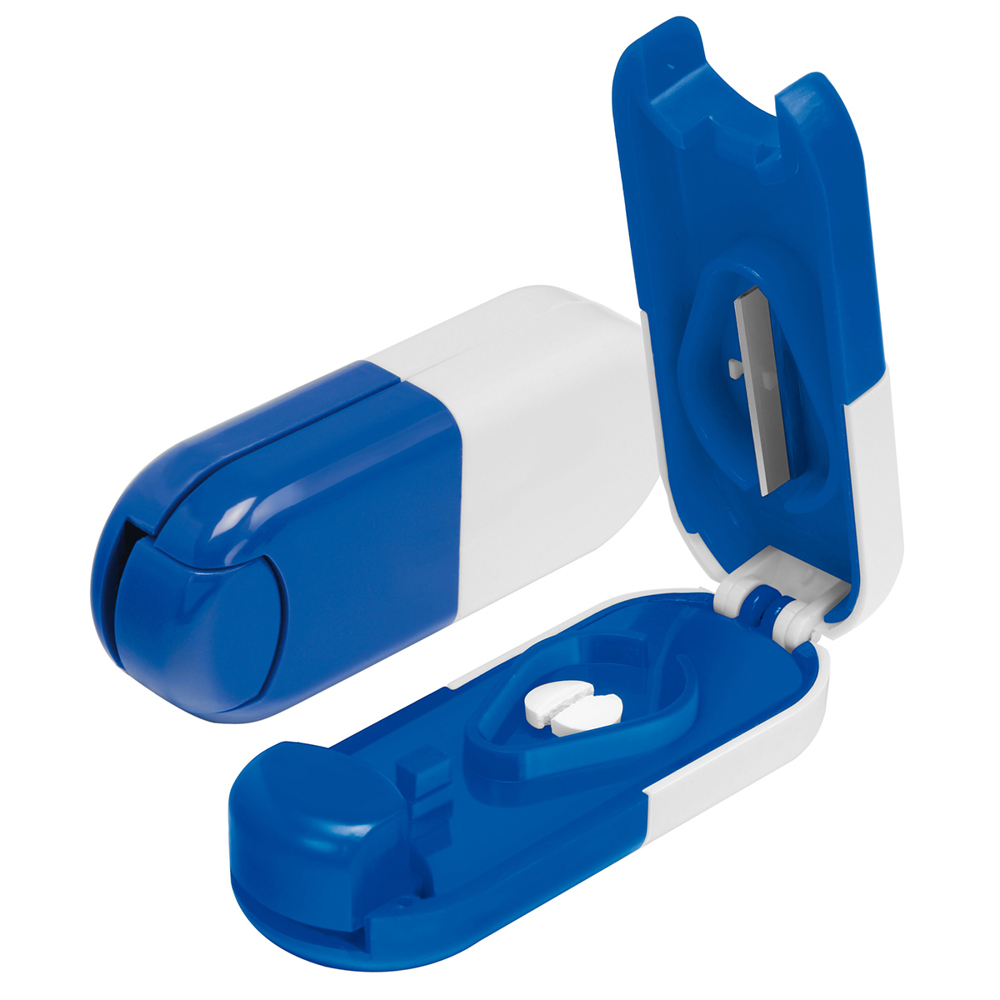 Pillendoosje tabletvorm - Wit/Blauw