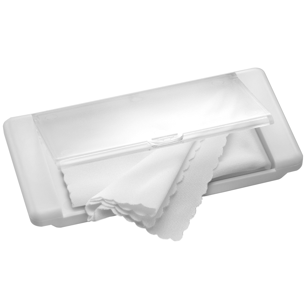 Microfiber doekje "Box" - wit/glashelder