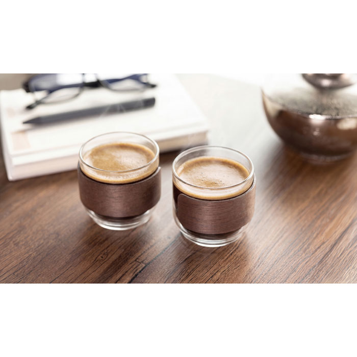 BOGOTA SET - Koffieglazen set walnoot greep